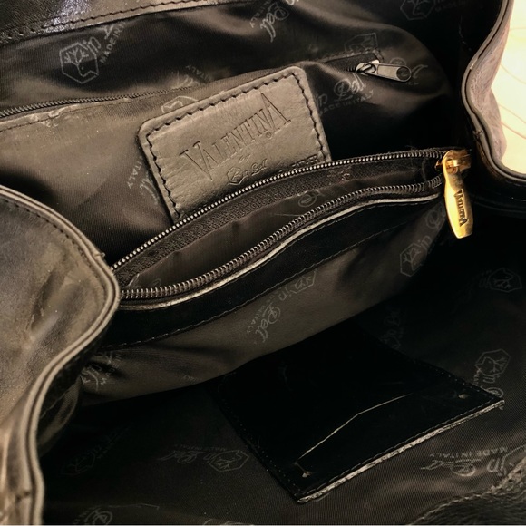 VALENTINA "Made In Italy" Mustang Black Shoulder Genuine Leather Handbag – OS - Picture 6 of 11